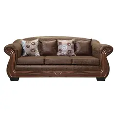 AMERICA DECORA - Sofá Con Resorte Estructural Búfalo 4 Cuerpos PU Envejecido Café Claro X