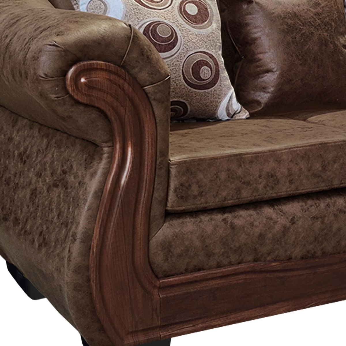 AMERICA DECORA - Sofá Con Resorte Estructural Búfalo 4 Cuerpos PU Envejecido Café Claro X