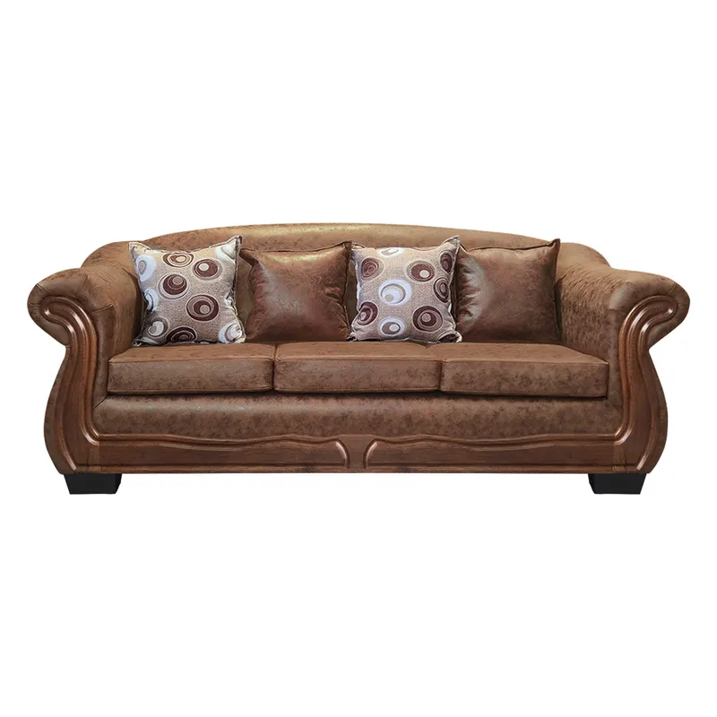 AMERICA DECORA - Sofá Con Resorte Estructural Búfalo 4 Cuerpos PU Envejecido Terracota X
