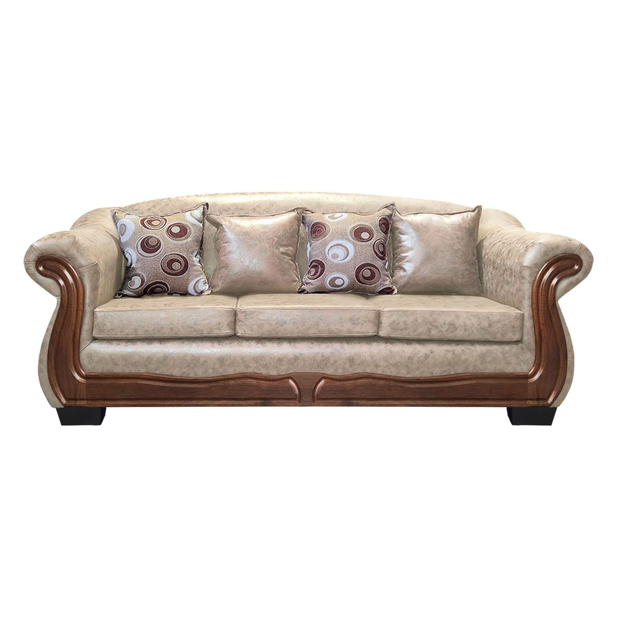 AMERICA DECORA - Sofá Con Resorte Estructural Búfalo 4 Cuerpos PU Envejecido Beige X