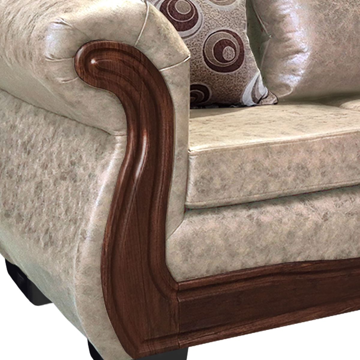 AMERICA DECORA - Sofá Con Resorte Estructural Búfalo 4 Cuerpos PU Envejecido Beige X