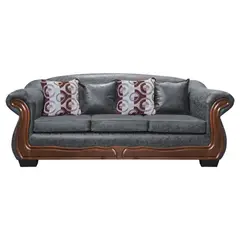 AMERICA DECORA - Sofá Con Resorte Estructural Búfalo 4 Cuerpos PU Envejecido Gris X