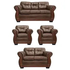 AMERICA DECORA - Living Con Resorte Estructural 7 Cuerpos Taurus 3+2+1+1 Envejecido Café X