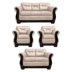 AMERICA DECORA - Living Con Resorte Estructural 7 Cuerpos Taurus 3+2+1+1 Envejecido Beige
