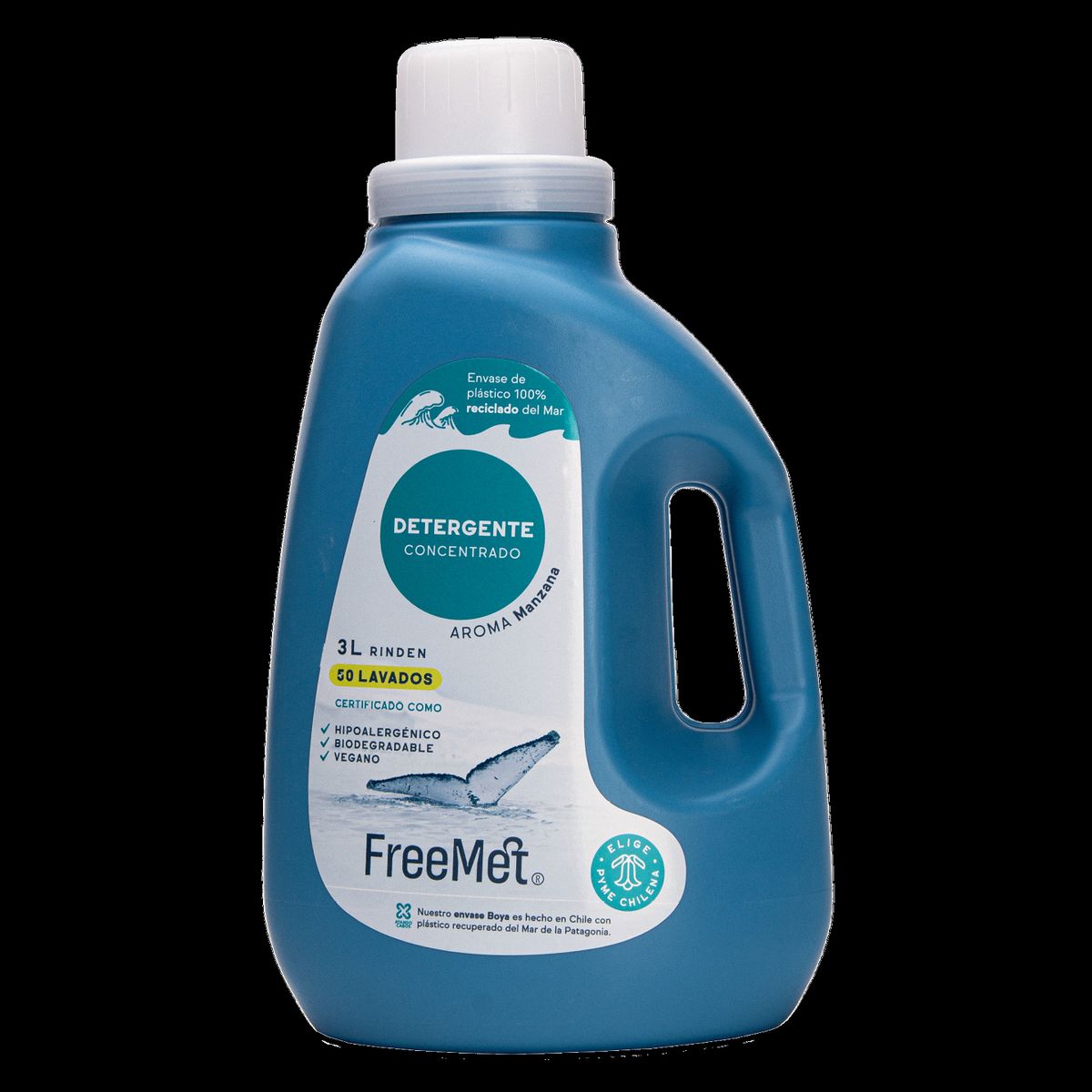 FREEMET - Detergente 3L Hipoalergénico aroma manzana Freemet Ecológico rinde 50 lavados