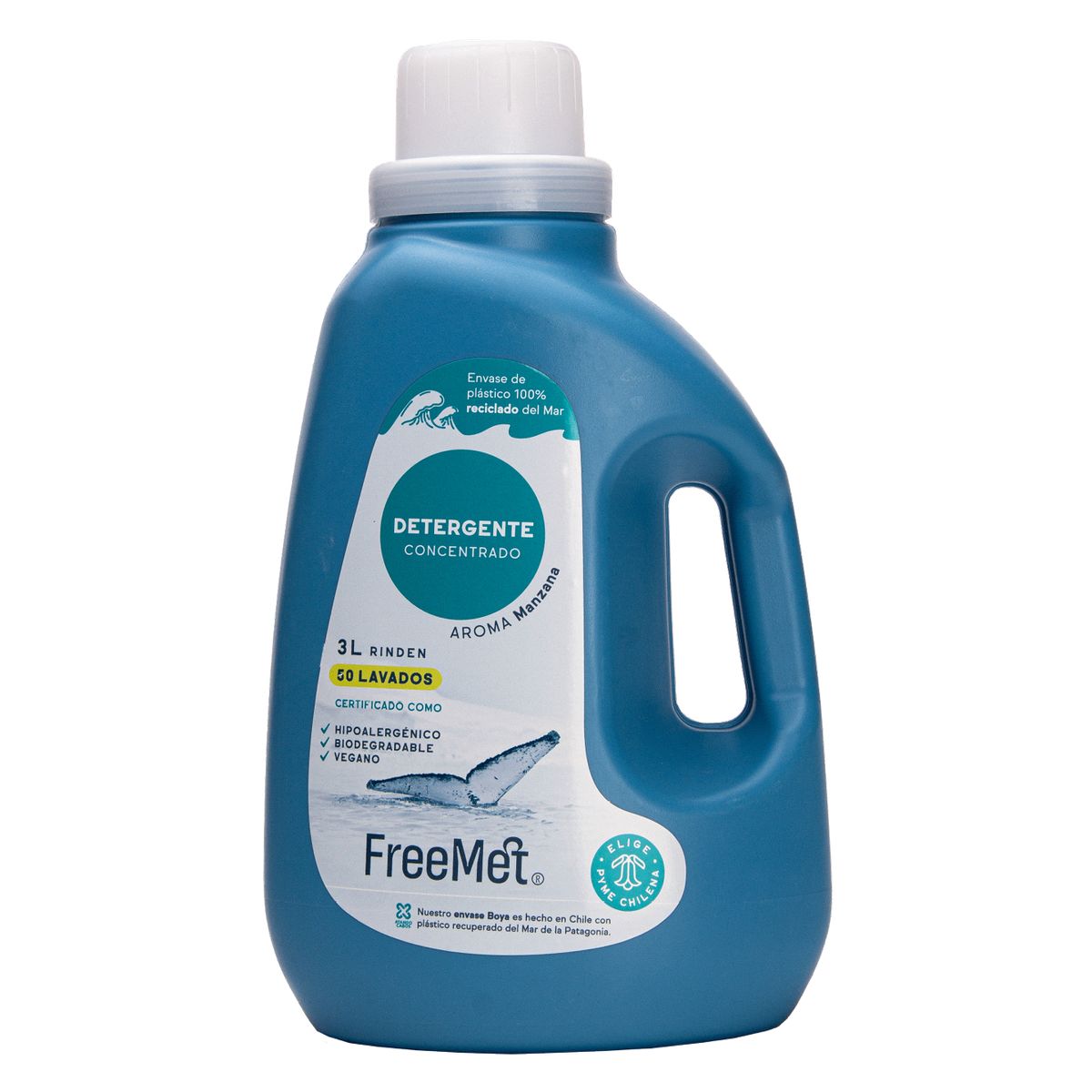 FREEMET - Detergente 3L Hipoalergénico aroma manzana Freemet Ecológico rinde 50 lavados