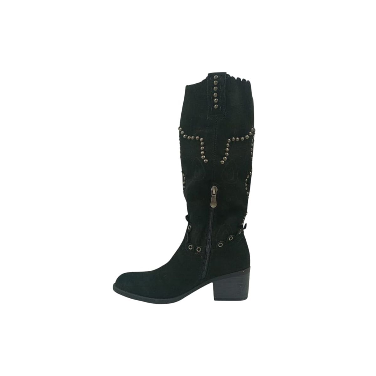 HERIEL - Bota Negra Tachas Mujer