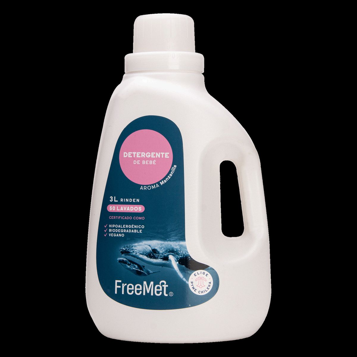FREEMET - Detergente bebé 3L Hipoalergénico aroma manzanilla Freemet Ecológico rinde 50 lavados