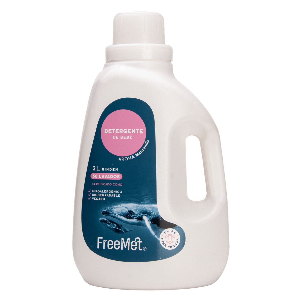 FREEMET - Detergente bebé 3L Hipoalergénico aroma manzanilla Freemet Ecológico rinde 50 lavados