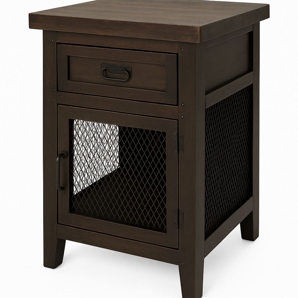 GENERICO - Velador industrial con toque de madera y rejilla diseño nórdico