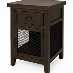 GENERICO - Velador industrial con toque de madera y rejilla diseño nórdico