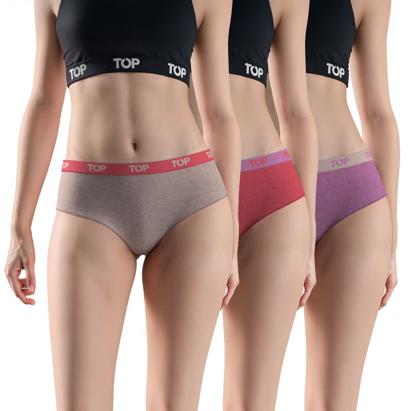 TOP - Calzón Pantaletas Algodón Con Elástico Pack 3 C10 TOP