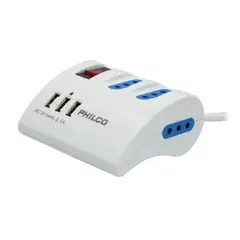 PHILCO - Alargador Extension 3 POS y 3 USB 2044 - Blanco