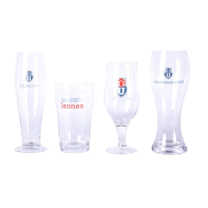 TITANIO - SET  4 COPAS U DE CHILE BEER COLLECTION VAMOS LEONES