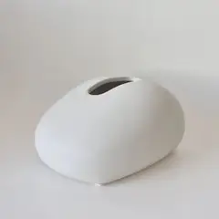 RE DECORA - Servilletero Decorativo de Cerámica Ovalado Blanco