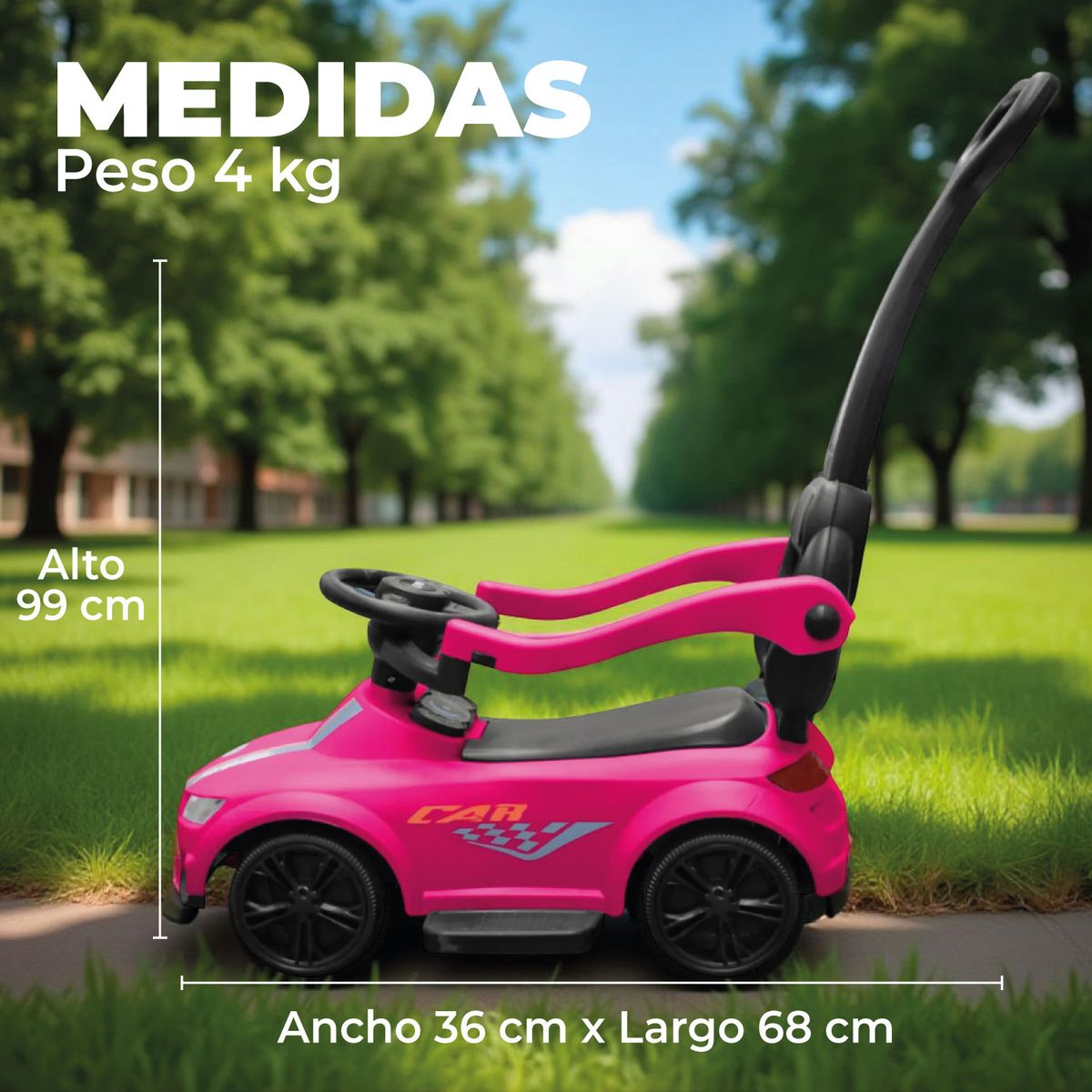 MUNDO ONLINE - Auto Correpasillo Mango Direccional Luces y Sonido