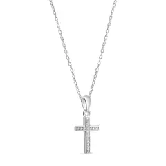TIANA JOYAS - Collar Religioso con una Cruz de 13mm con Circones de Plata 925