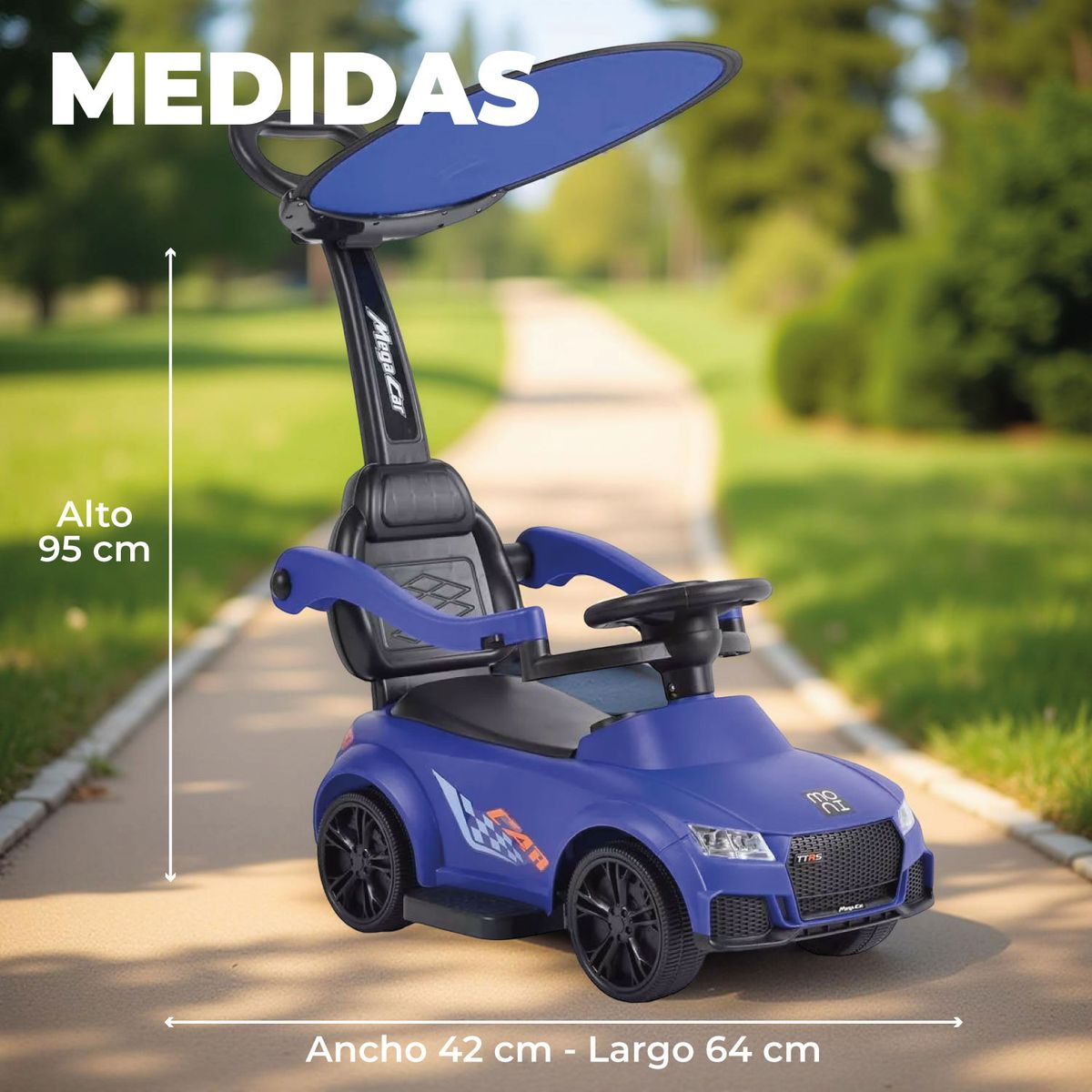 MUNDO ONLINE - Auto Correpasillo Con Mango Sombrilla Luces y Sonido