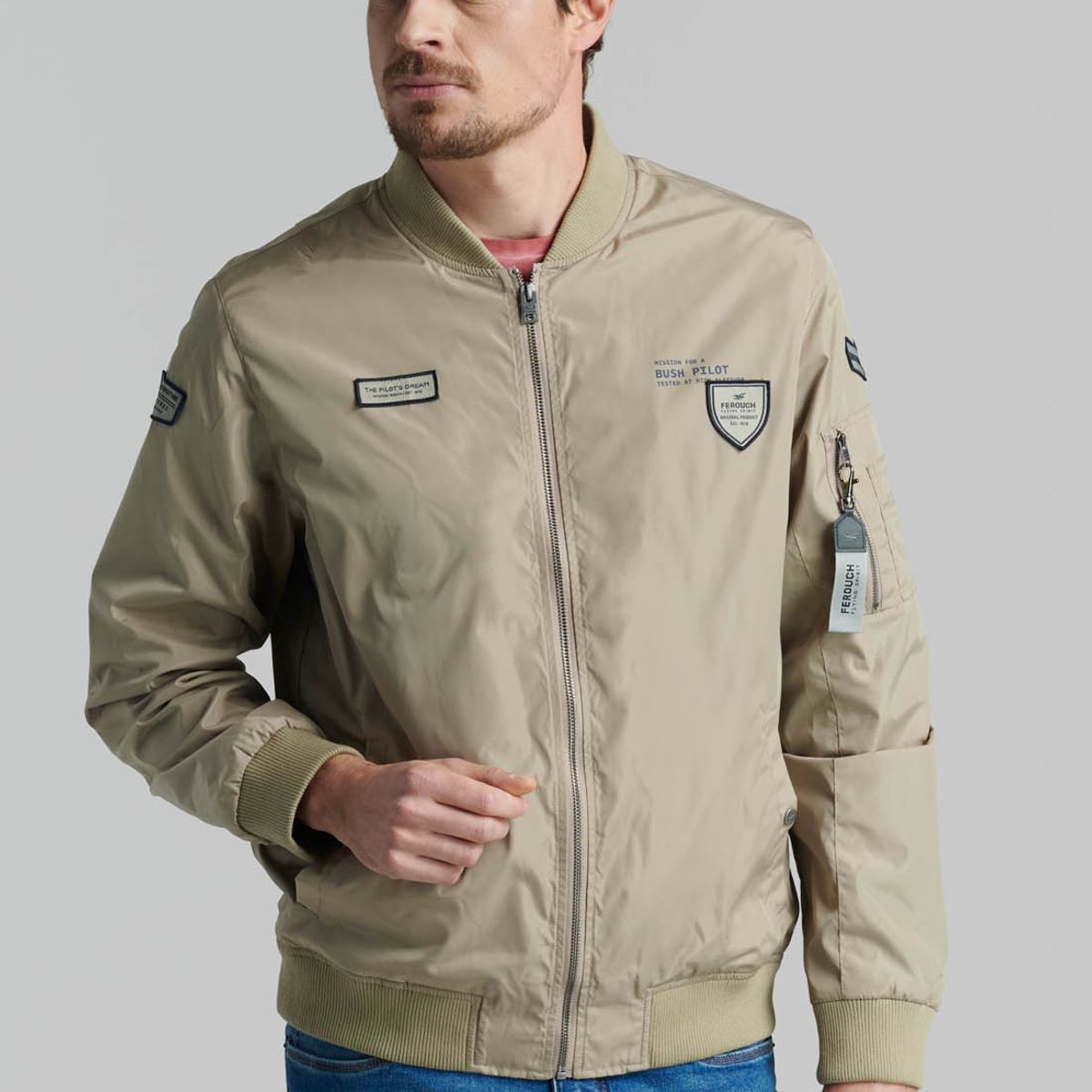 FEROUCH - Chaqueta Pilot Sport Beige Ferouch