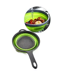 CRUSEC - Colador Escurridor Circular De Silicona Plegable Con Mango