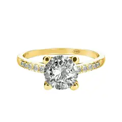 LUXURYJOYAS - Anillo OroSólido18k Solitario Con DiamantesExclusivo