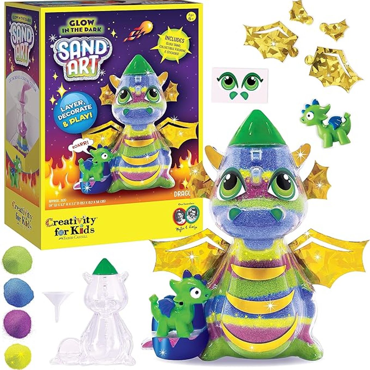 FABER-CASTELL - Juguete Creativity for Kids Arte arena de color -Dragón Neón