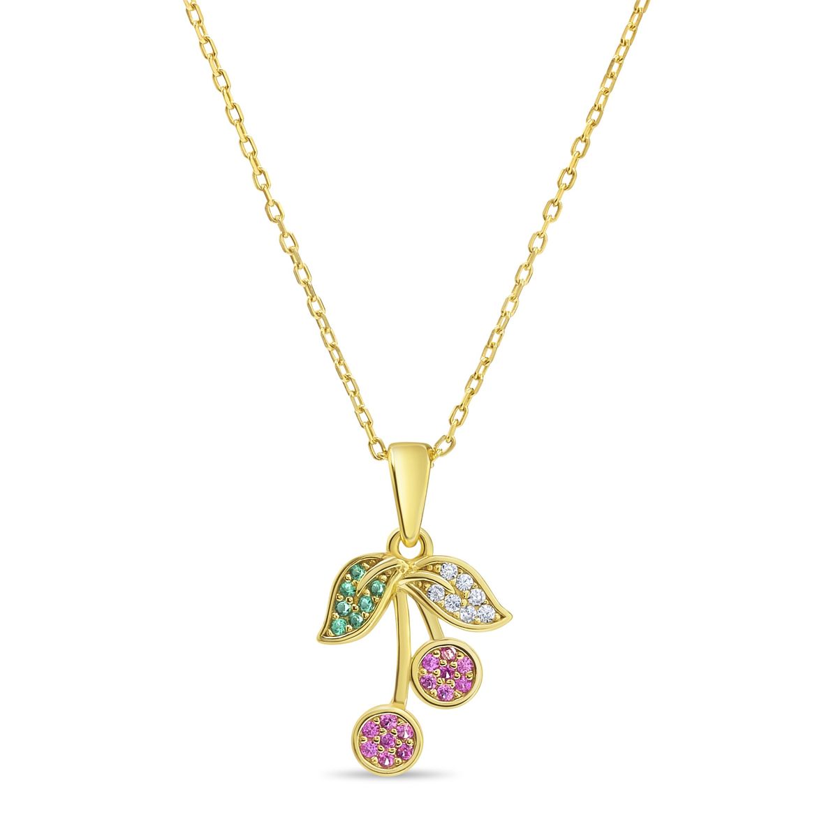 TIANA JOYAS - Collar de Cereza con Circones de Plata 925 enchapado en Oro 18k