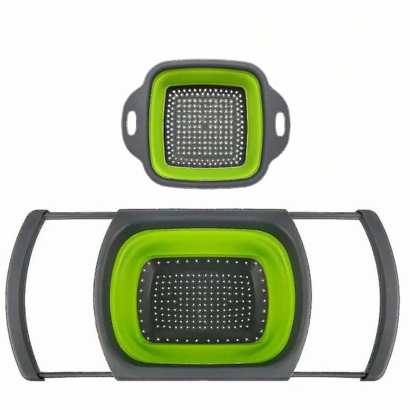 CRUSEC - Colador Escurridor De Silicona 29x21cm Plegable Multiuso