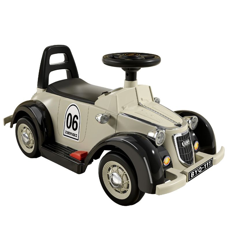 MUNDO ONLINE - Auto Eléctrico Clasico Niños Estilo Retro Luces LED y Sonido