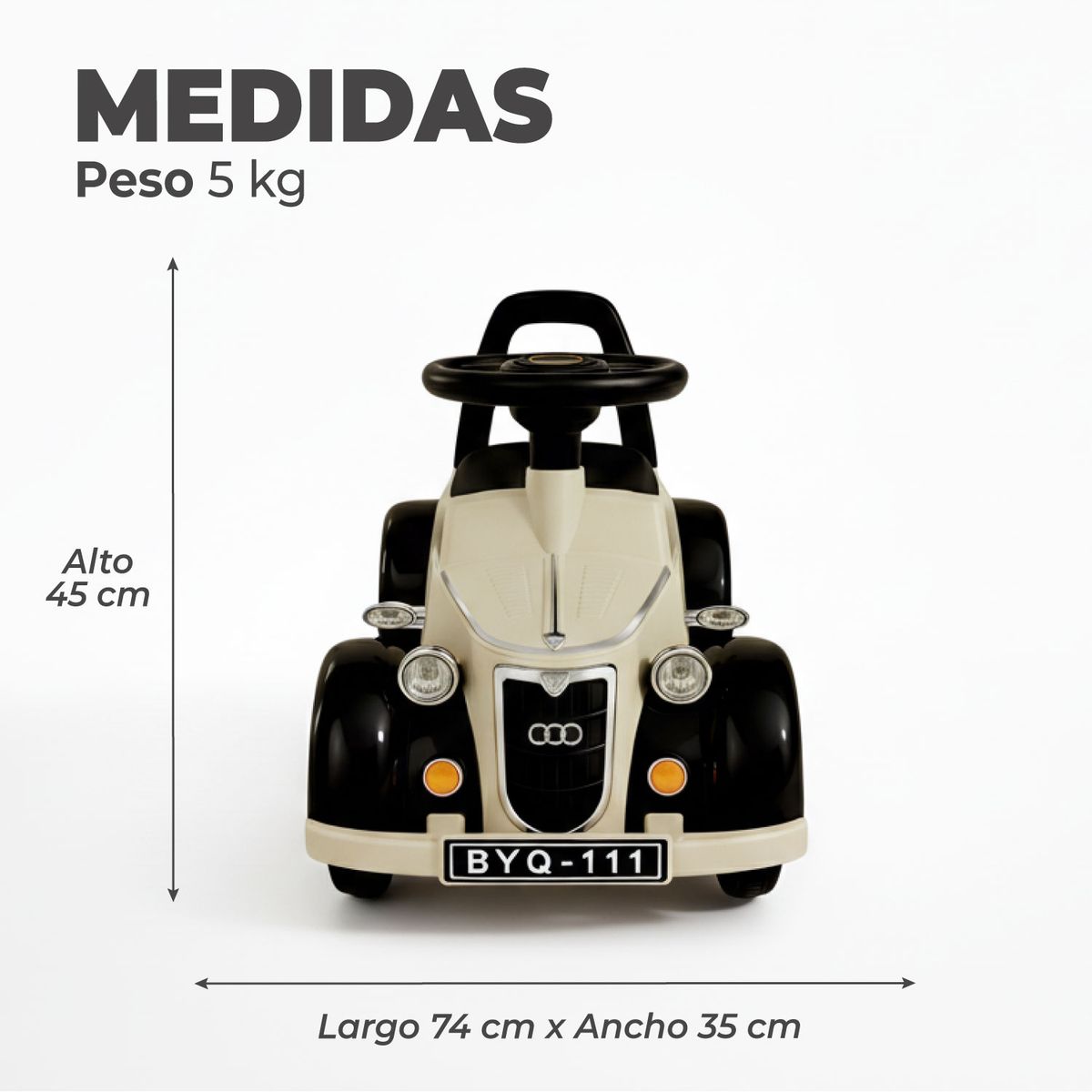 MUNDO ONLINE - Auto Eléctrico Clasico Niños Estilo Retro Luces LED y Sonido