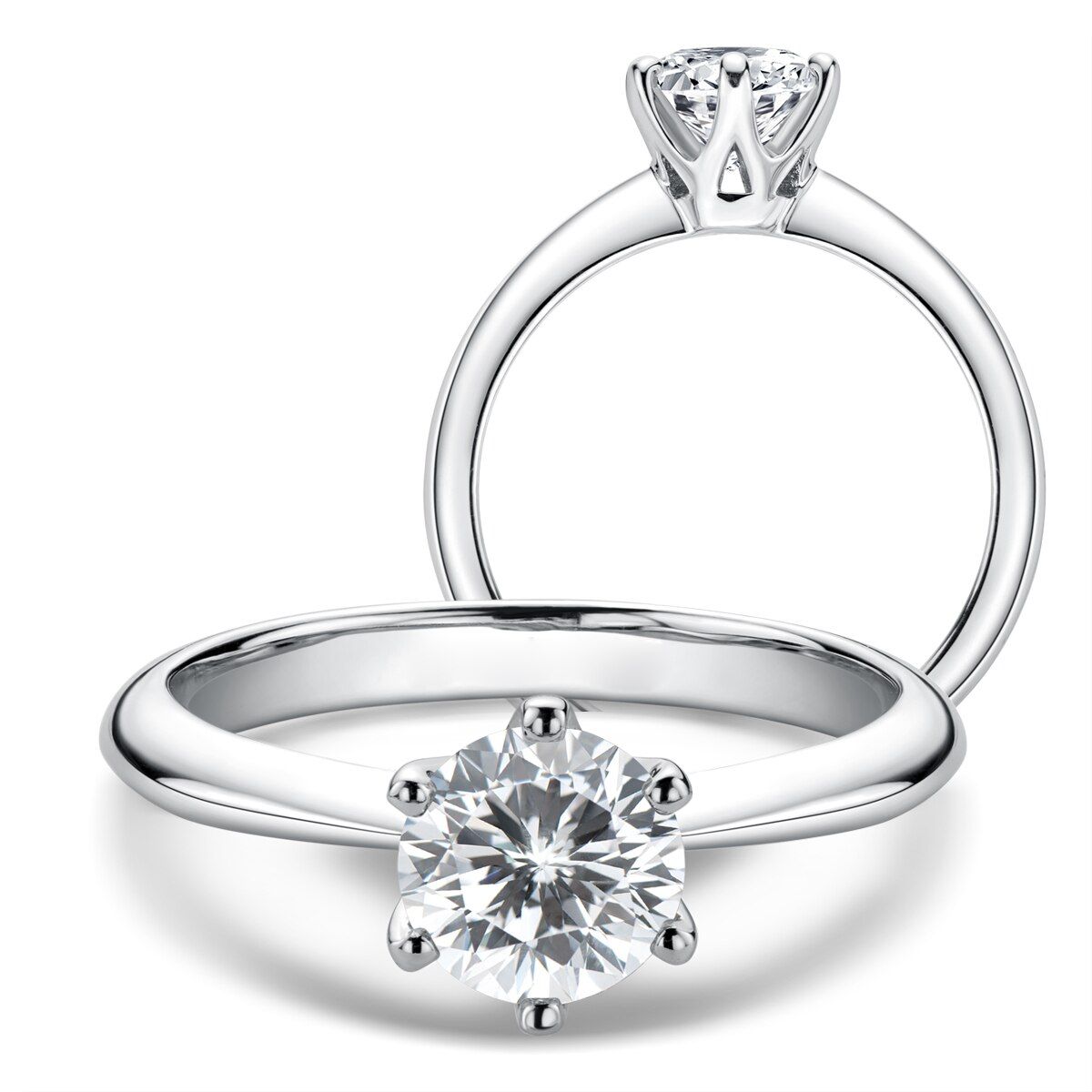 LUXURYJOYAS - Anillo De Moissanita De 0.5 Quilates plata 925 Certificado
