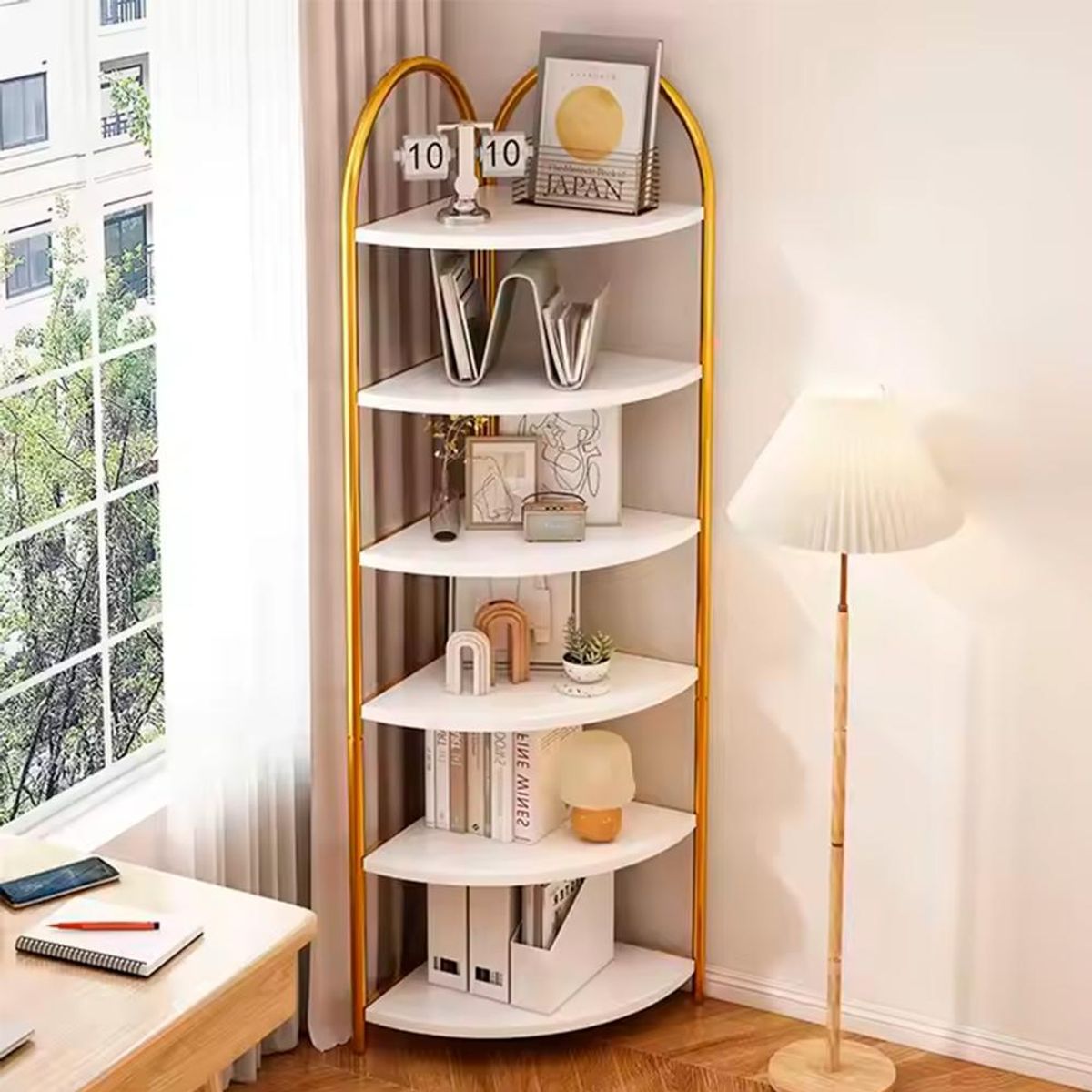DETODOYMAS - Librero organizador esquinero 173x40x40cm Chic Home - Blanco