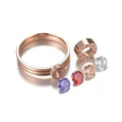 LUXURYJOYAS - Anillo Cambio De Circones 4 Colores BañoOro_nros Romanos