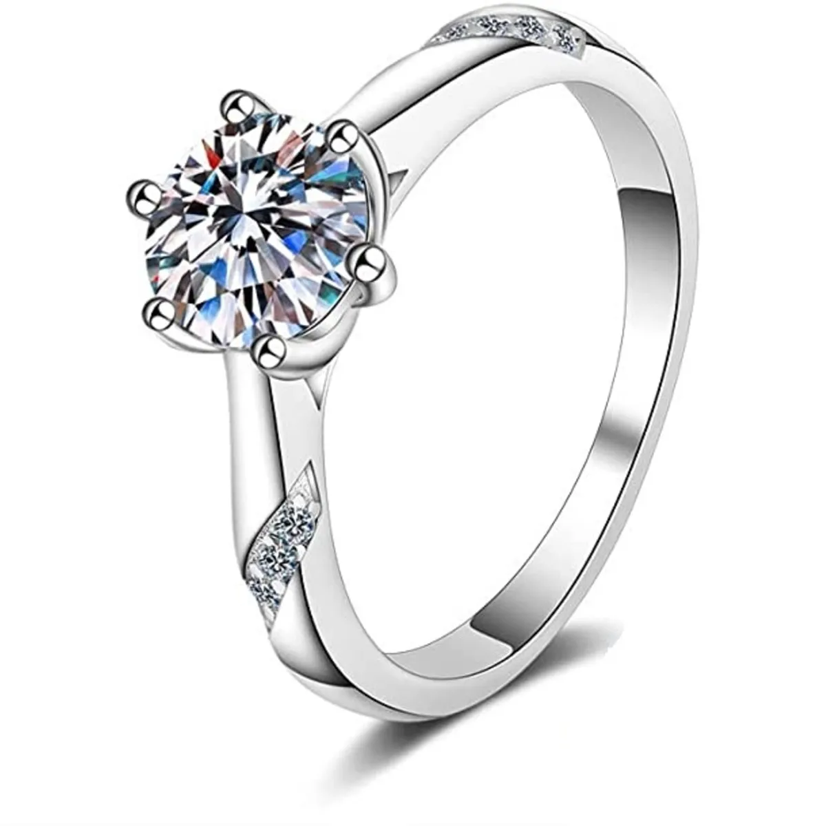 LUXURYJOYAS - Anillo Exclusivo Compromiso Toque De Oro Blanco 18kt