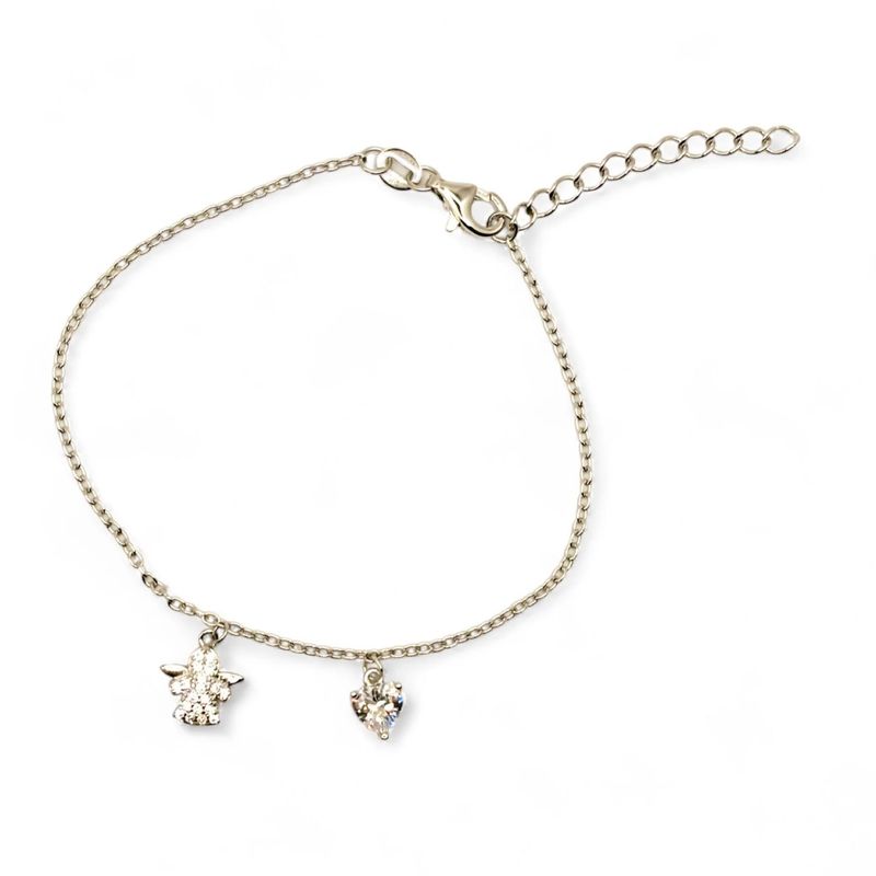TIANA JOYAS - Pulsera con un Ángel de la Guarda y un Corazón de Plata 925