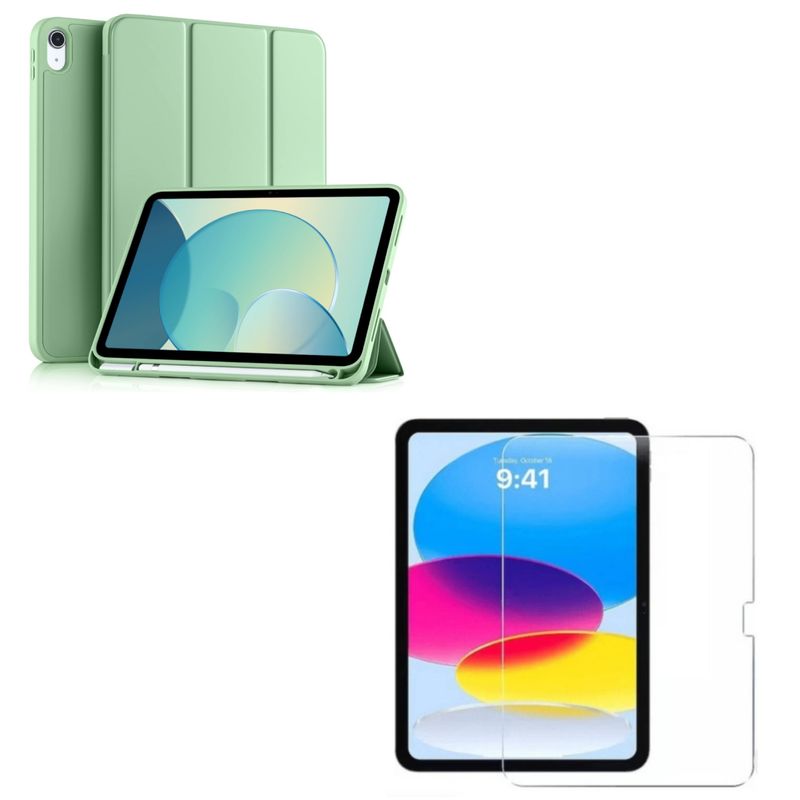 GENERICO - Carcasa Smart Cover Para iPad A16 11th 2025 Verde + Mica