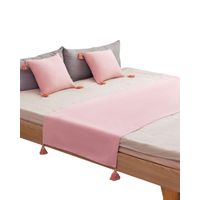 PIECERA MAS 2 FUNDAS CON POMPONES ROSA