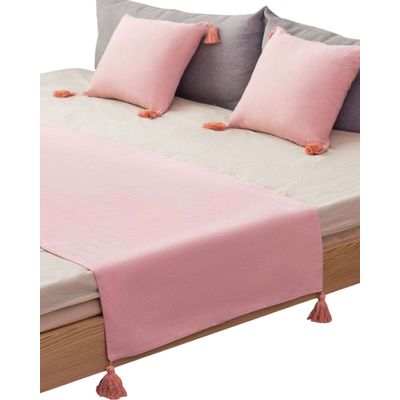 Imagen 2 del producto PIECERA MAS 2 FUNDAS CON POMPONES ROSA