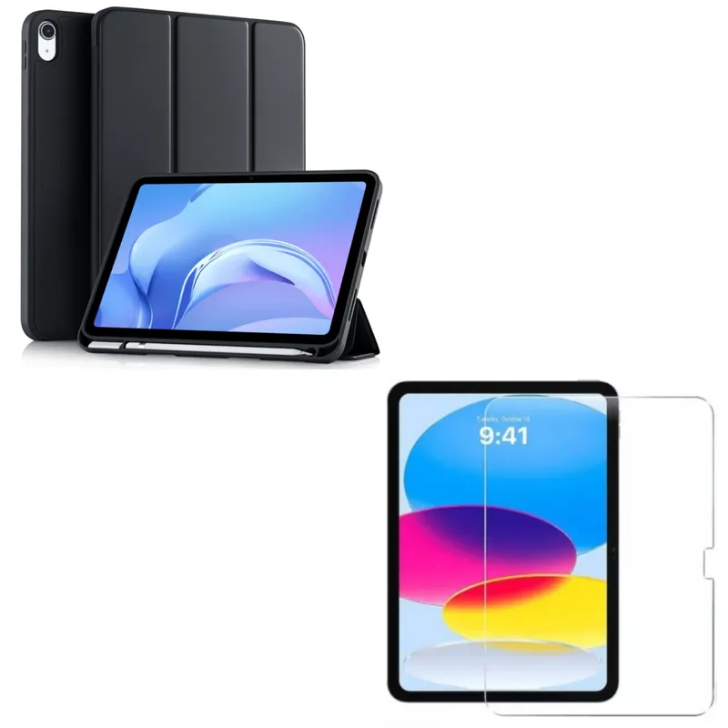 GENERICO - Carcasa Smart Cover Para iPad A16 11th 2025 Negro + Mica