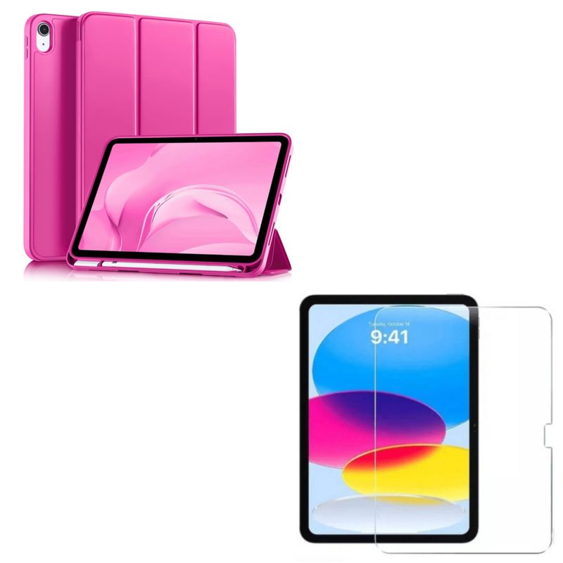 GENERICO - Carcasa Smart Cover Para iPad A16 11th 2025 Fucsia + Mica