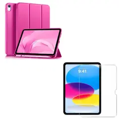 GENERICO - Carcasa Smart Cover Para iPad A16 11th 2025 Fucsia + Mica