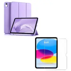 GENERICO - Carcasa Smart Cover Para iPad A16 11th 2025 Lila + Mica
