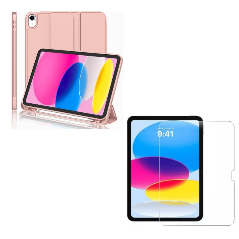 GENERICO - Carcasa Smart Cover Para iPad A16 11th 2025 Rosado + Mica