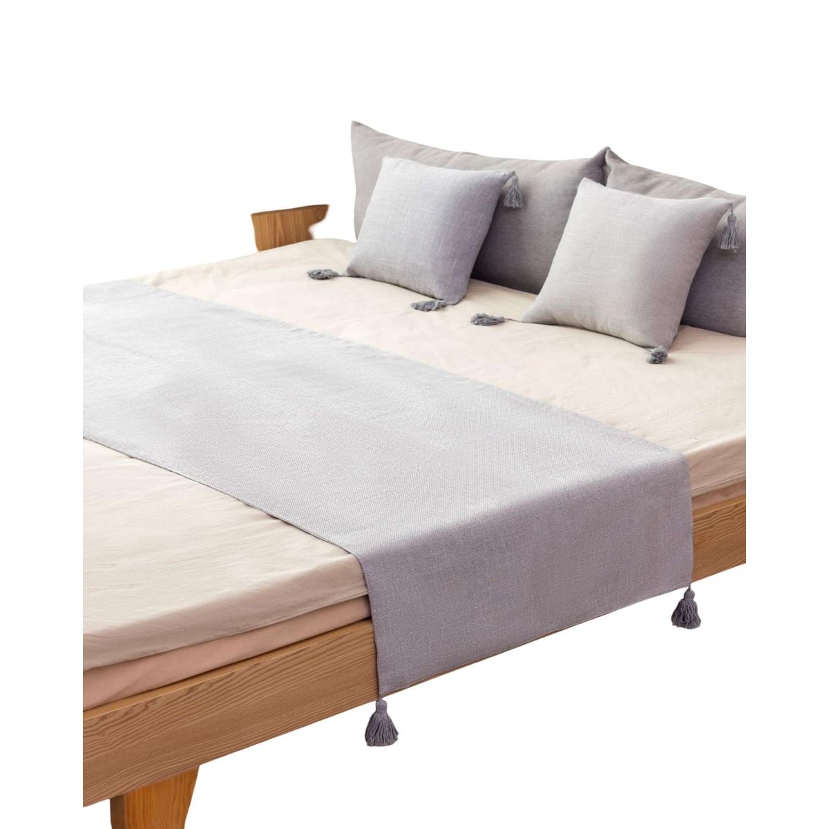 GENERAC - PIECERA SIN FUNDAS CON POMPONES GRIS