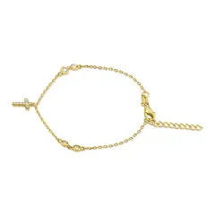 TIANA JOYAS - Pulsera con una Cruz y Circones de Plata 925 enchapada en Oro de 18k