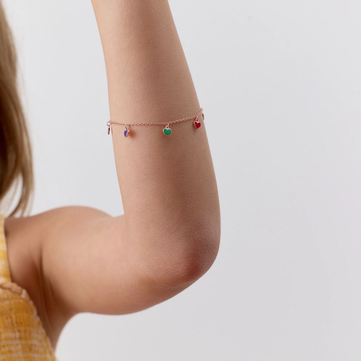 TIANA JOYAS - Pulsera con Corazones de Colores de Plata 925 enchapada en Oro Rosado de 18k