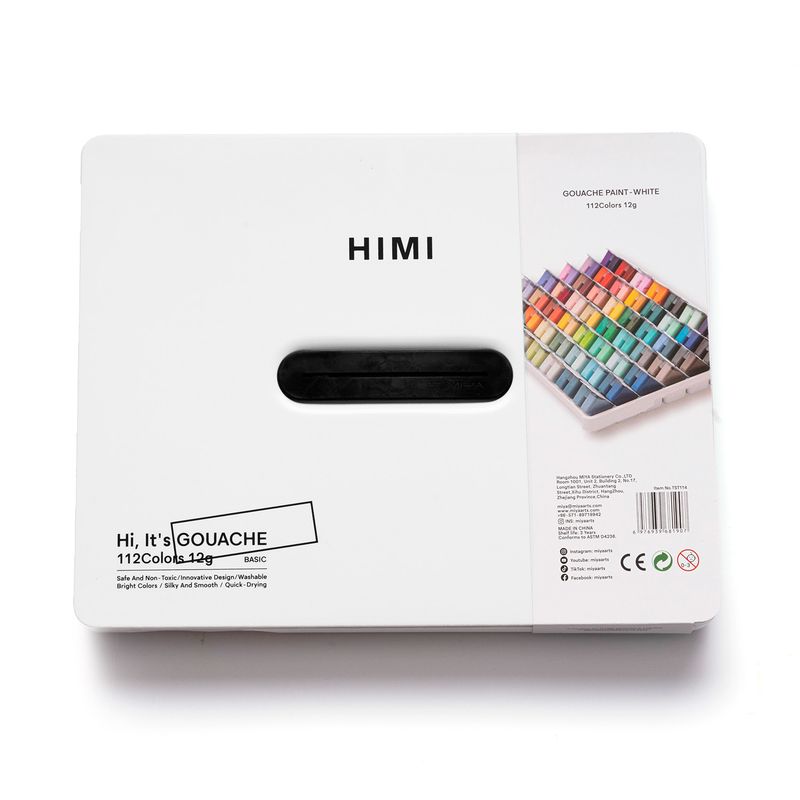 HIMI - Himi Set Gouache 112 colores Twin Cup 12g Estuche Blanco