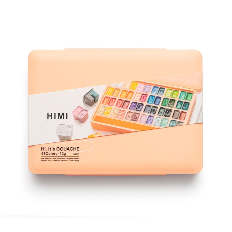 HIMI - Himi Set Gouache 48 Colores Twin Cup 12g +3 pinceles Damasco