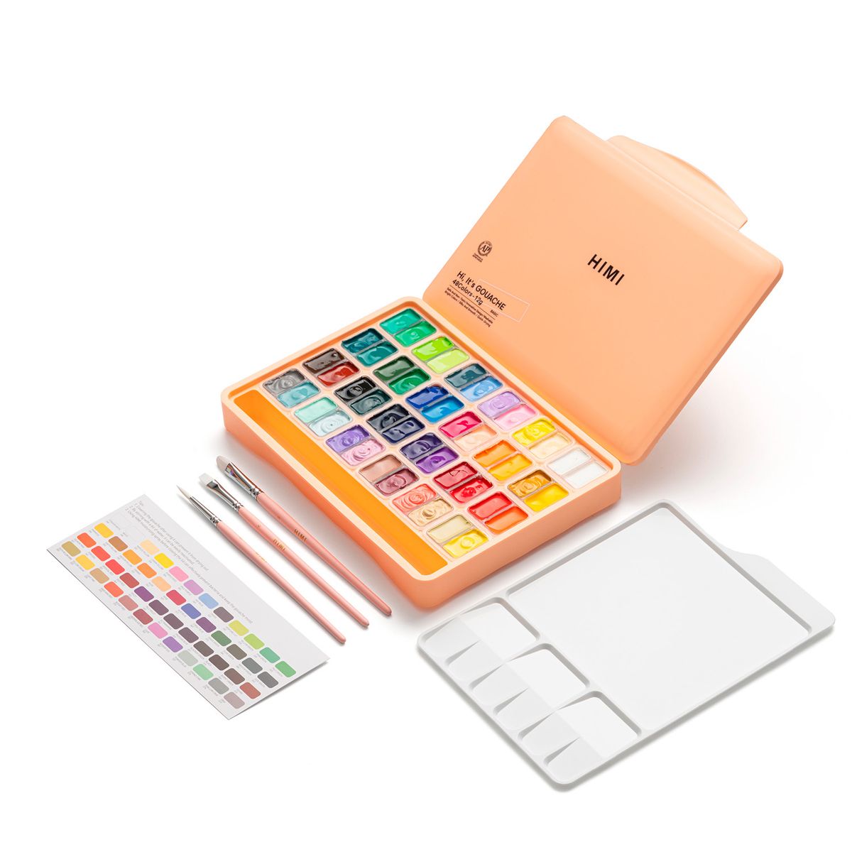 HIMI - Himi Set Gouache 48 Colores Twin Cup 12g +3 pinceles Damasco