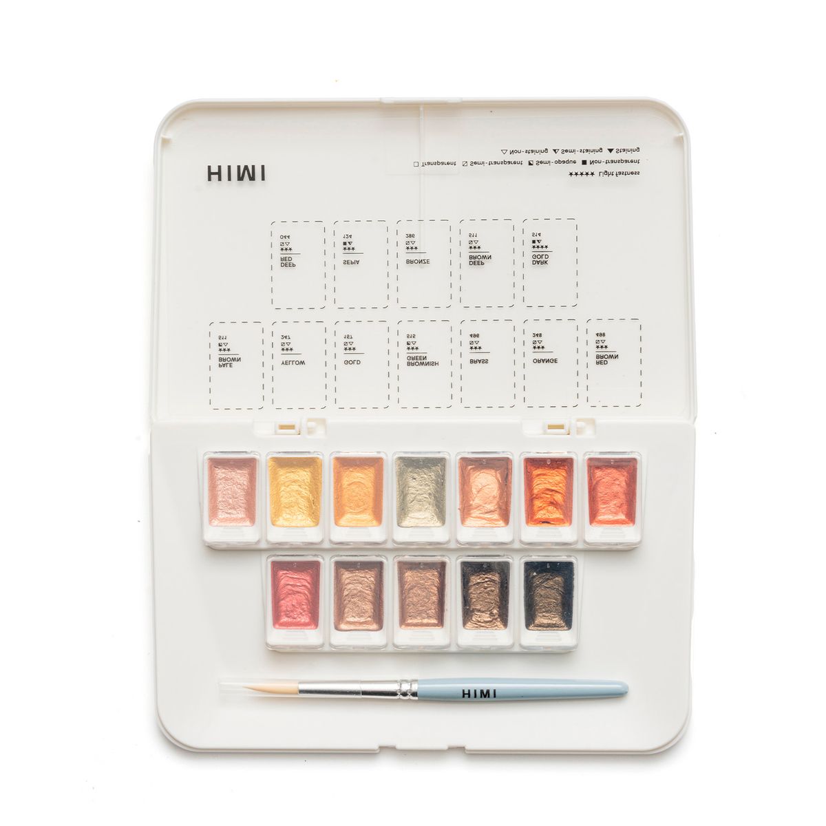 HIMI - HIMI set de Acuarela Metalizada 12 colores selección Oro